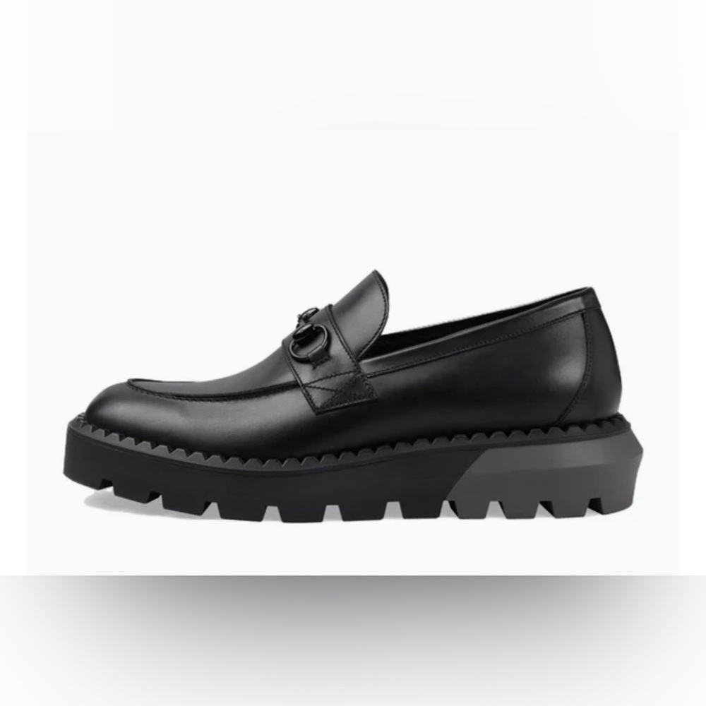 NWB GUCCI Gucci Horsebit Leather Loafers 'All Black' Designer Size/12 - Picture 6 of 16